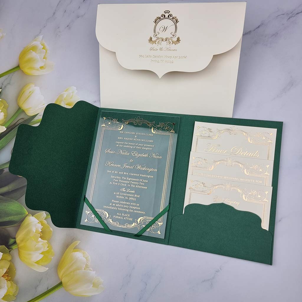 WalRay Australia - Beautiful Green invite - Acrylic Wedding Invitations by WalRay - Acrylic Wedding Invitations Australia
