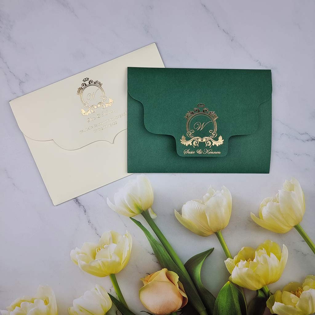 Acrylic Wedding Invitations -Green Gold Invitation - WalRay Invitations