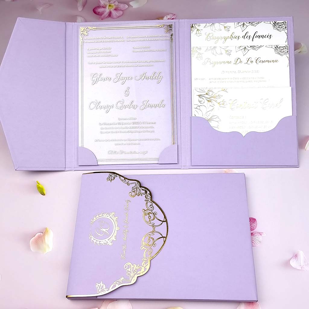 Hardcover Engagement Invites - Purple and White - WalRay Invitations - Australia