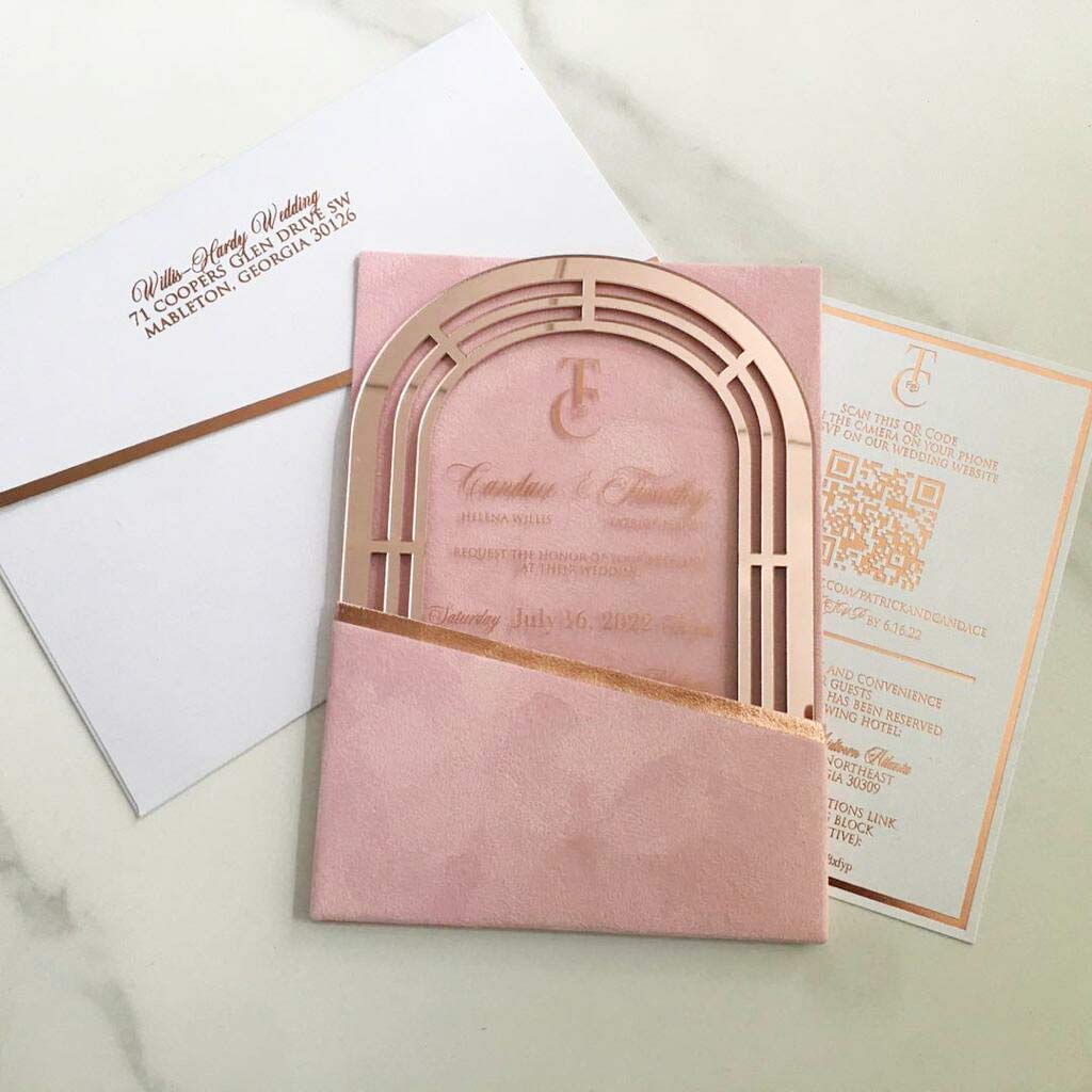 pink and gold invitation -WalRay Invitations
