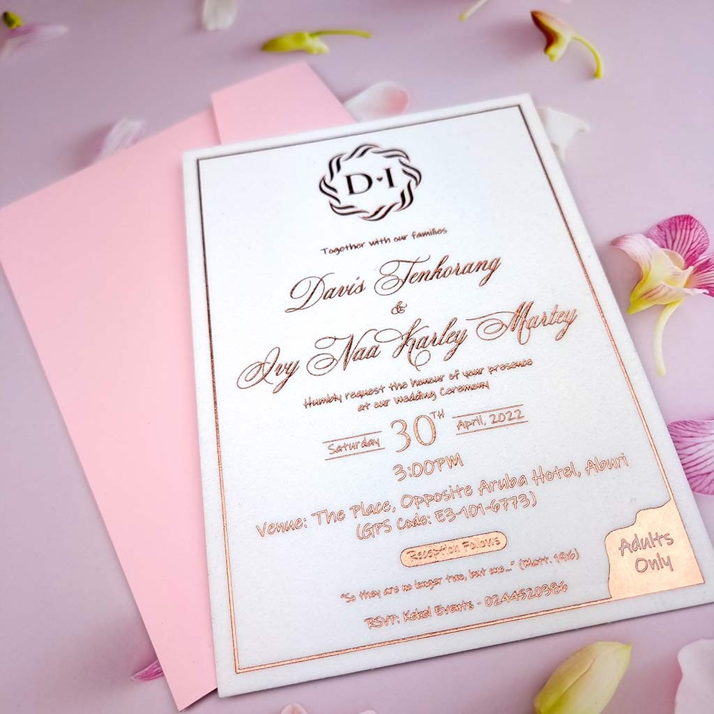 pink and gold invitation -WalRay Invitations