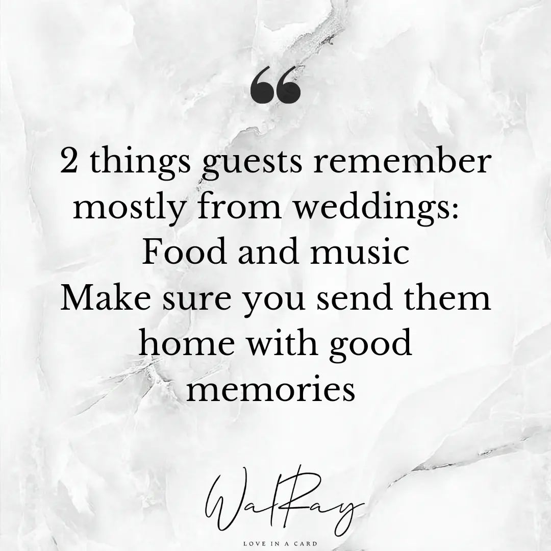 Want your wedding to be remembered? Your guests want good food and epic music + anything thag makes your guests feel special! (Hint: personalized menus, placecards or bonbonnieres 😉)